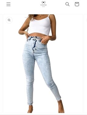 Chipre High-Waist Light Wash Skinny Jeans - Light Blue